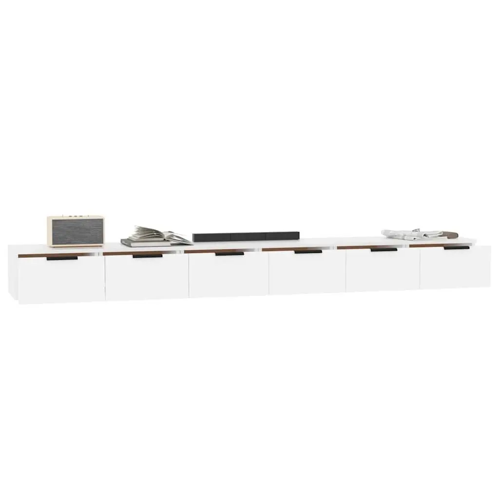 Wall Cabinets White 2 Piece Floating Storage Shelves Engineered Wood