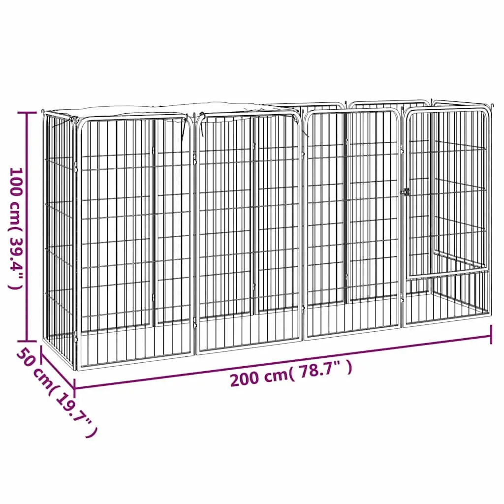 10 Panel Dog Playpen Black Steel Heavy Duty Outdoor Exercise Pen