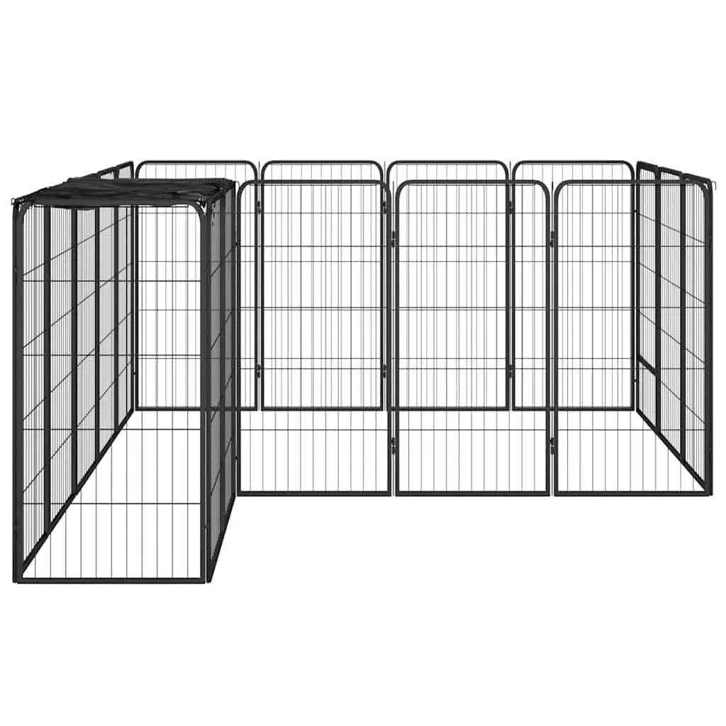 Dog Playpen Black 18-Panel Steel Exercise Enclosure for Indoor Outdoor Use