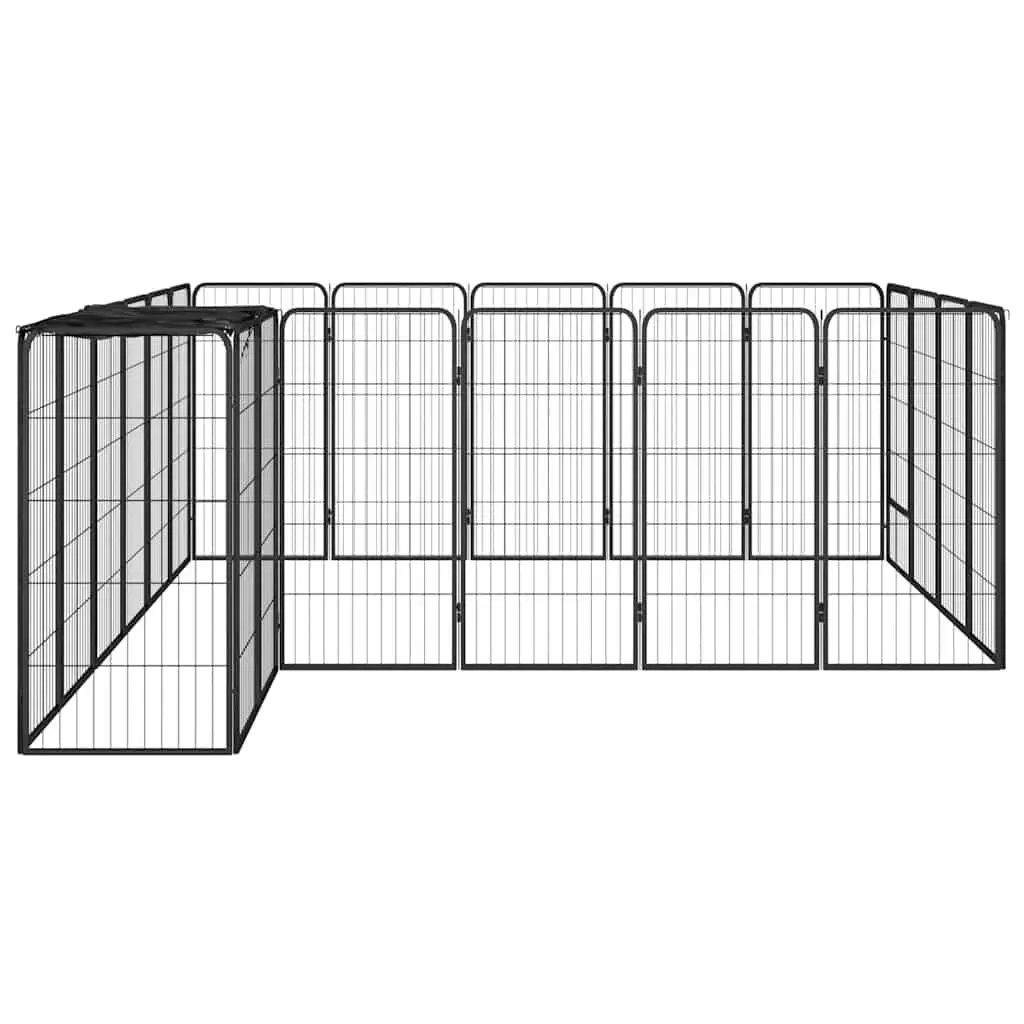Dog Playpen Black 50x100cm 22-Panel Heavy-Duty Steel Exercise Enclosure