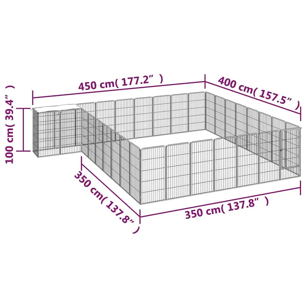 Dog Playpen Black 34-Panel Heavy-Duty Steel Outdoor Indoor Exercise Enclosure