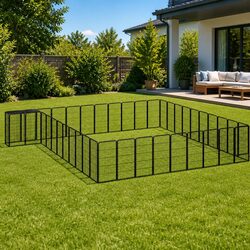 Dog Playpen 42-Panel Black Powder-coated Steel Puppy Exercise Pen Outdoor Indoor