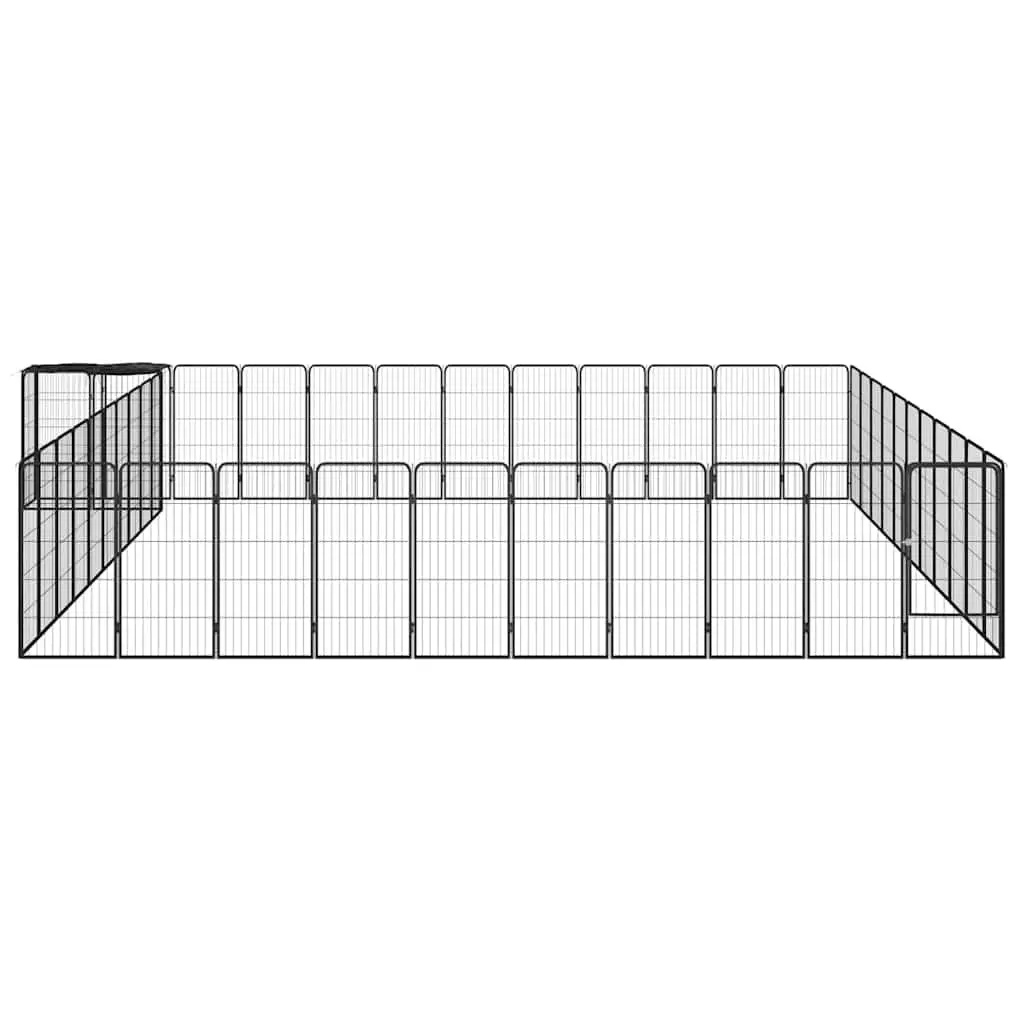 Dog Playpen Black 46 Panels Heavy-Duty Steel Construction Secure Locking Door