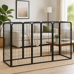 Concise 8-Panel Dog Playpen Black 50x100 cm for Dogs