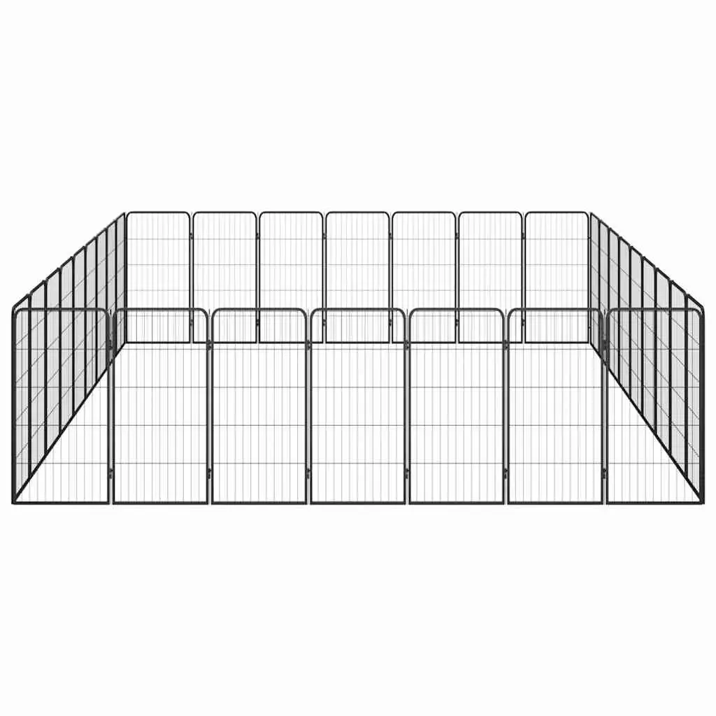 Dog Playpen Black 32 Panel Outdoor Pet Exercise Pen Heavy-Duty Powder-Coated Steel