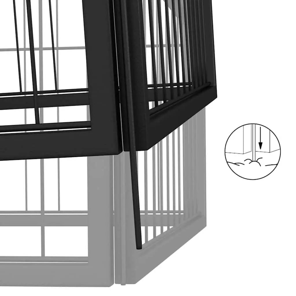 Dog Playpen Black 32 Panel Outdoor Pet Exercise Pen Heavy-Duty Powder-Coated Steel
