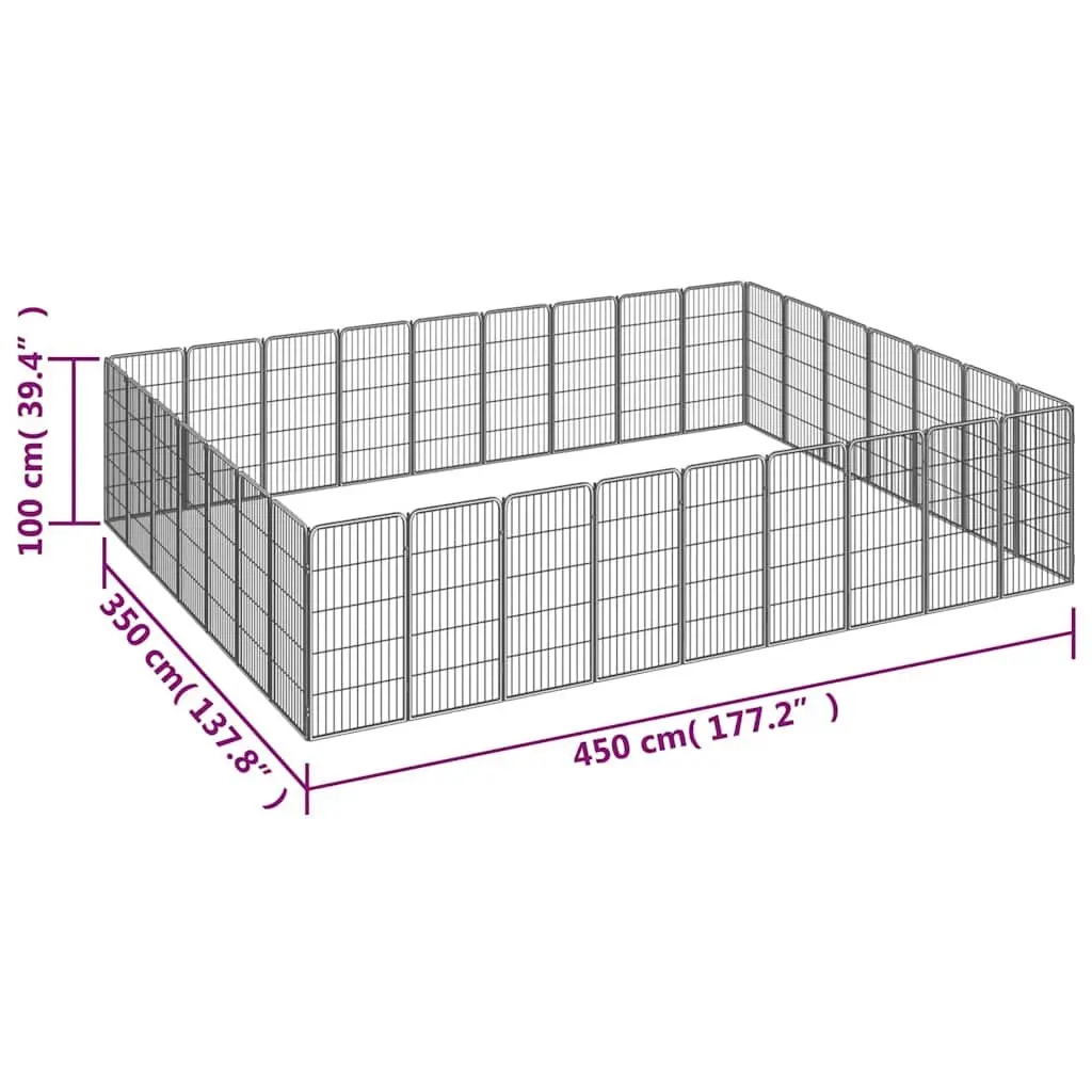 Dog Playpen Black 32 Panel Outdoor Pet Exercise Pen Heavy-Duty Powder-Coated Steel