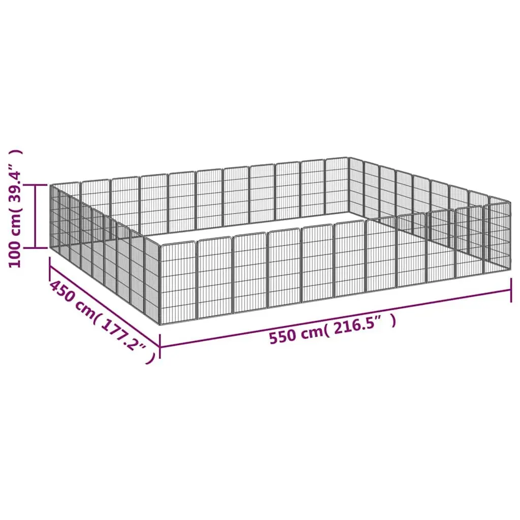 Dog Playpen Black 40 Panels Powder-coated Steel Outdoor Exercise Pen