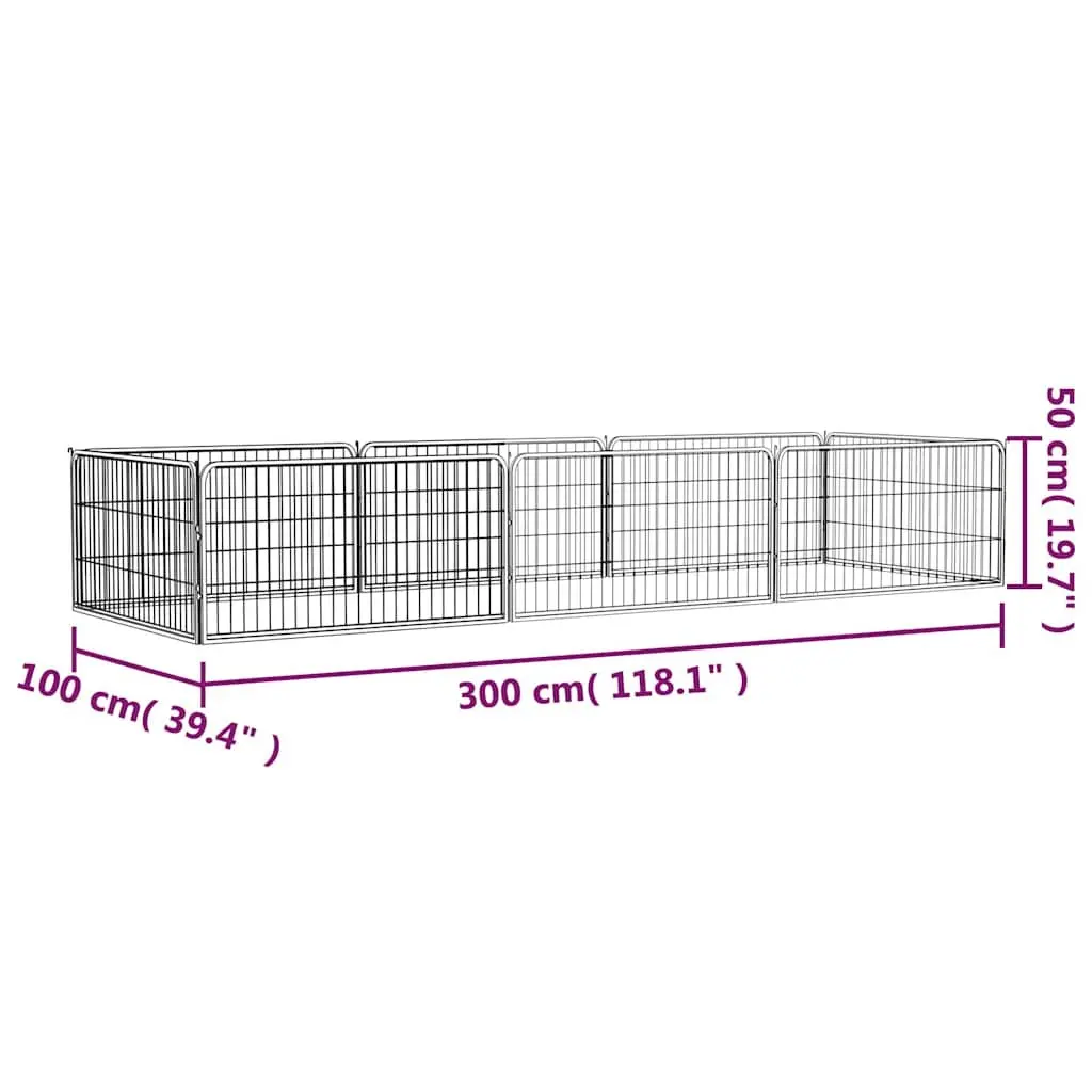 8 Panel Dog Playpen Black Steel Outdoor Exercise Pen Kennel Enclosure