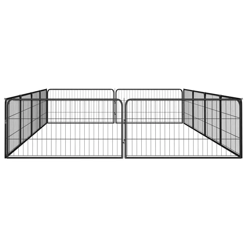 Dog Playpen Black 100x50cm Heavy-Duty Powder-Coated Steel Outdoor Pet Enclosure