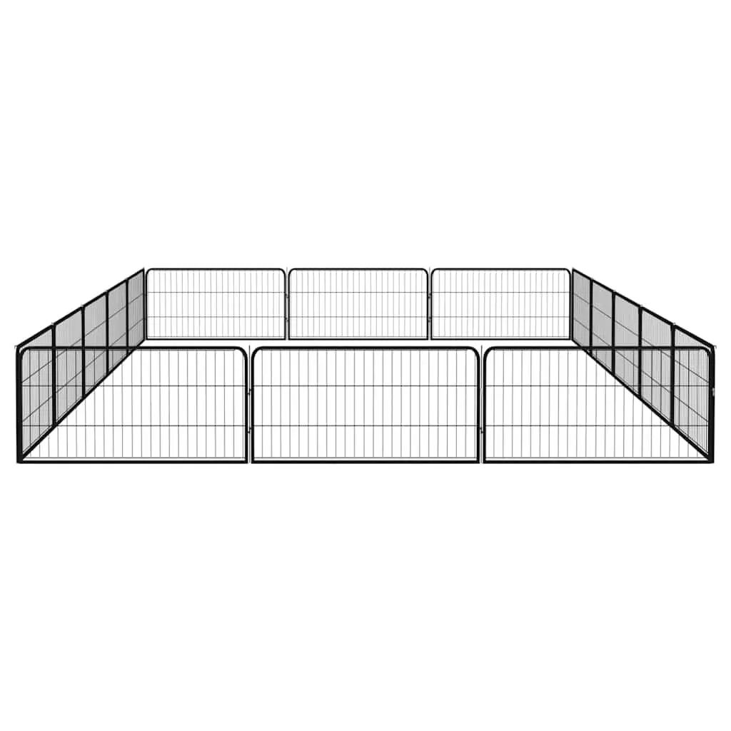 16 Panel Dog Playpen Black Steel Indoor Outdoor Exercise Pen Enclosure