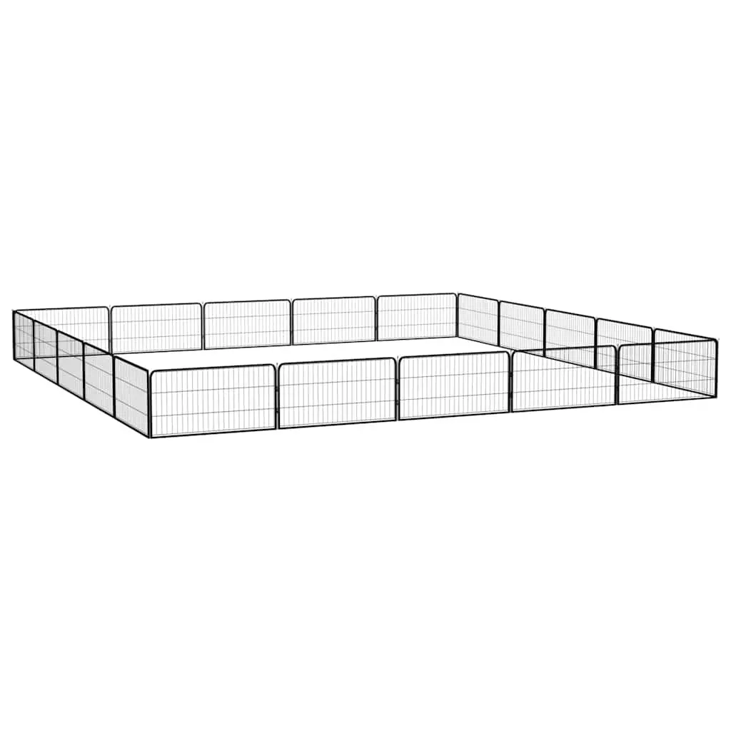 Dog Playpen Black 20 Panel Outdoor Exercise Pen Sturdy Powder-Coated Steel Enclosure