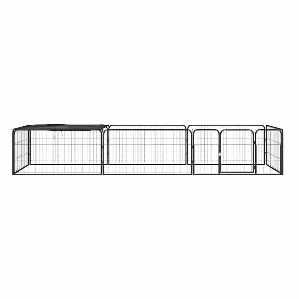 8 Panel Dog Playpen Black 100x50 cm Outdoor Exercise Run Puppy Enclosure