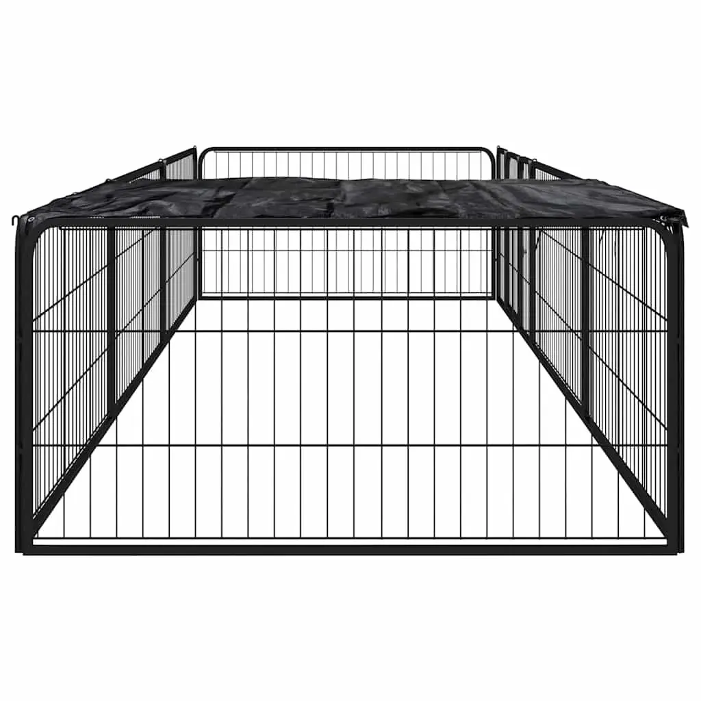 8 Panel Dog Playpen Black 100x50 cm Outdoor Exercise Run Puppy Enclosure