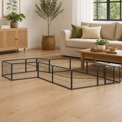 12-Panel Dog Playpen Exercise Pen Outdoor Indoor Puppy Kennel Run Black Steel
