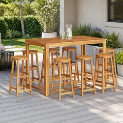 8-Piece Bar Stool Set in Acacia Wood
