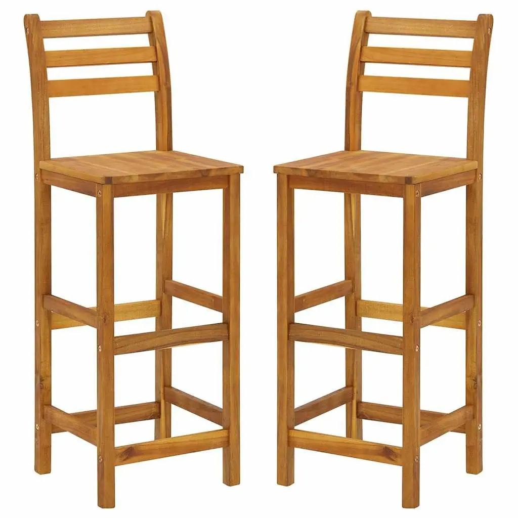 Garden Bar Set Brown 3 Piece Wooden Bistro Table with Shelves and 2 Bar Stools for Outdoor Patio Use