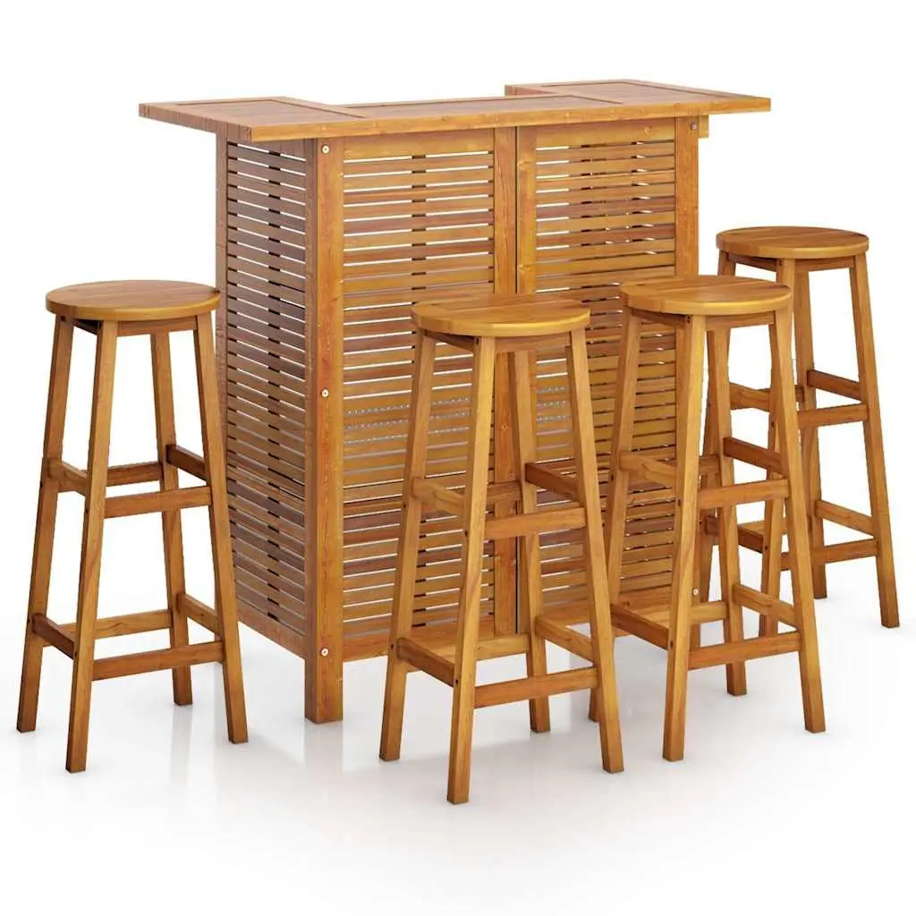 5 Piece Garden Bar Set with Durable Wood