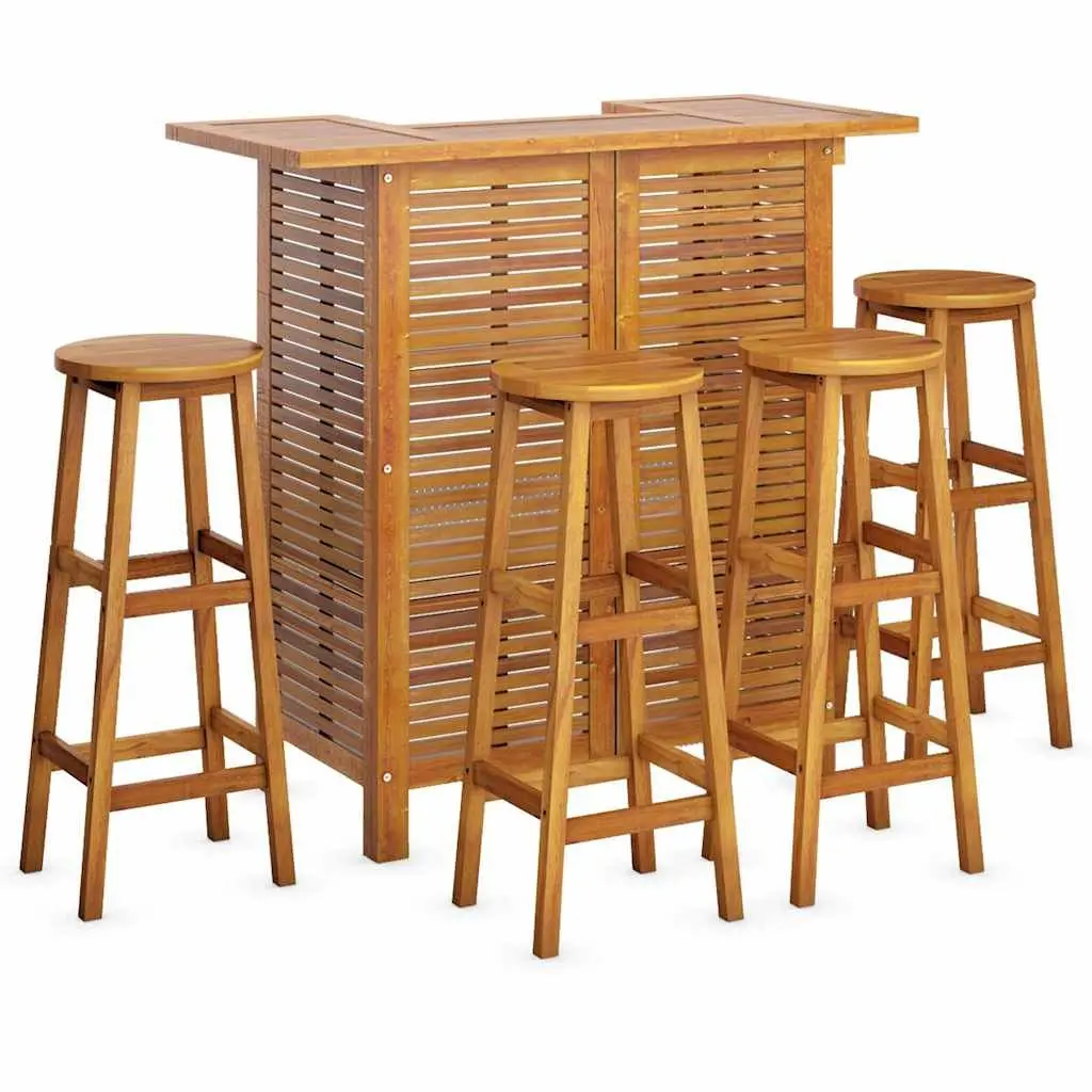 5 Piece Garden Bar Set with Durable Wood