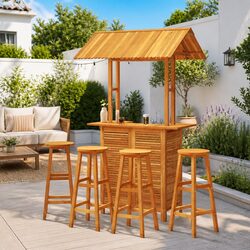 5 Piece Outdoor Garden Bar Set in Brown