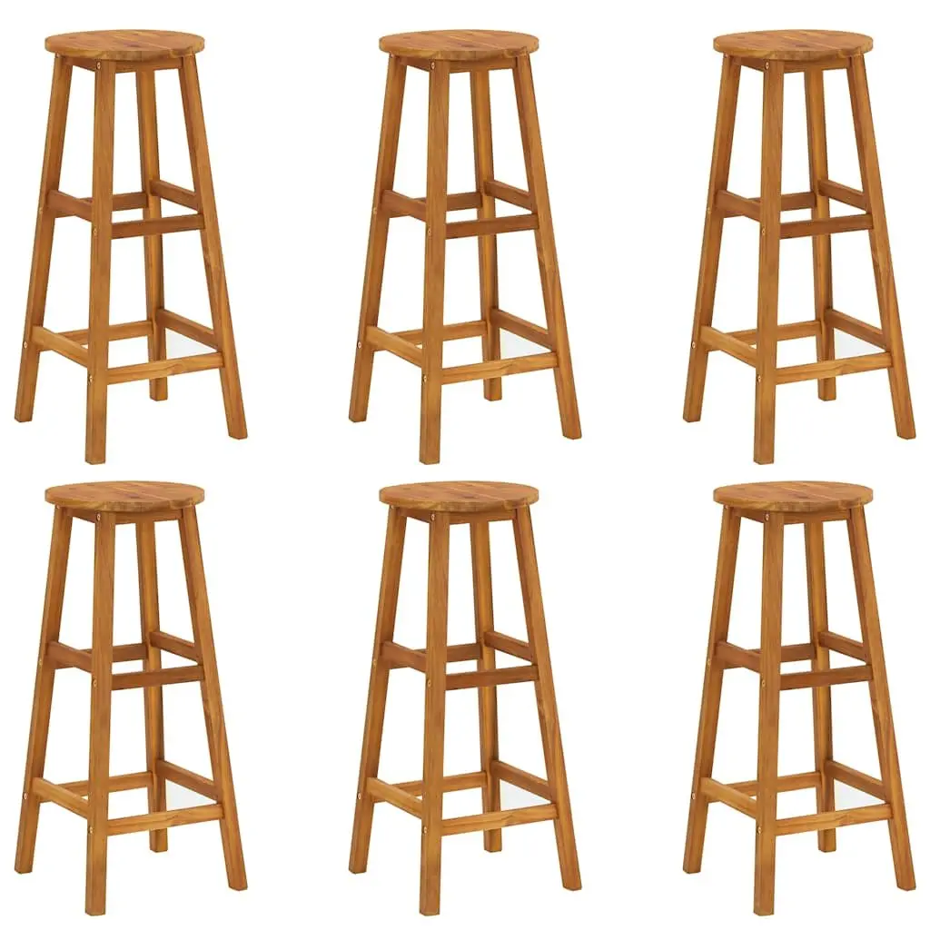 7 Piece Garden Bar Set Solid Acacia Wood Outdoor Patio Bistro Table Stools Brown