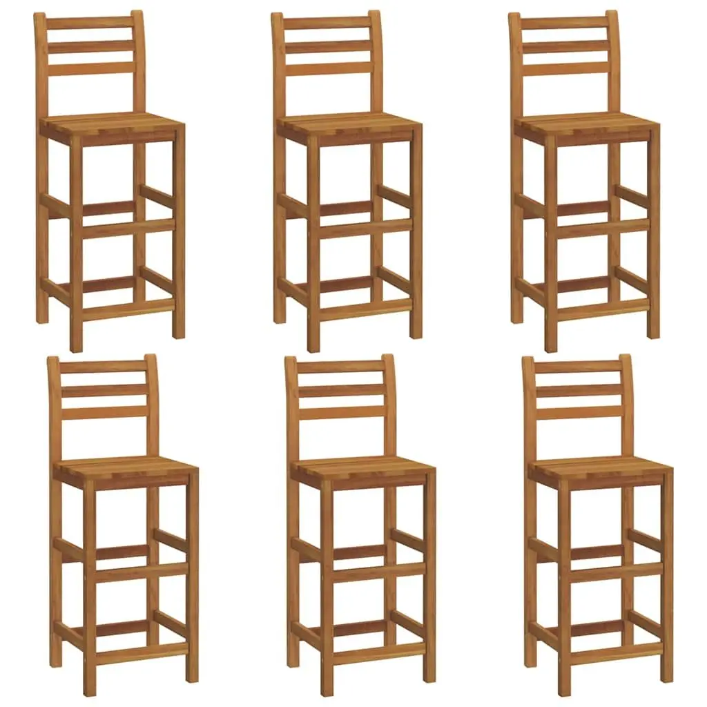 7 Piece Garden Bar Set Brown Solid Acacia Wood Outdoor Furniture Bistro Table