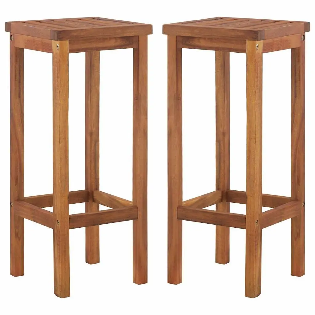 7 Piece Garden Bar Set Brown Solid Acacia Wood Outdoor Bistro Table Stools
