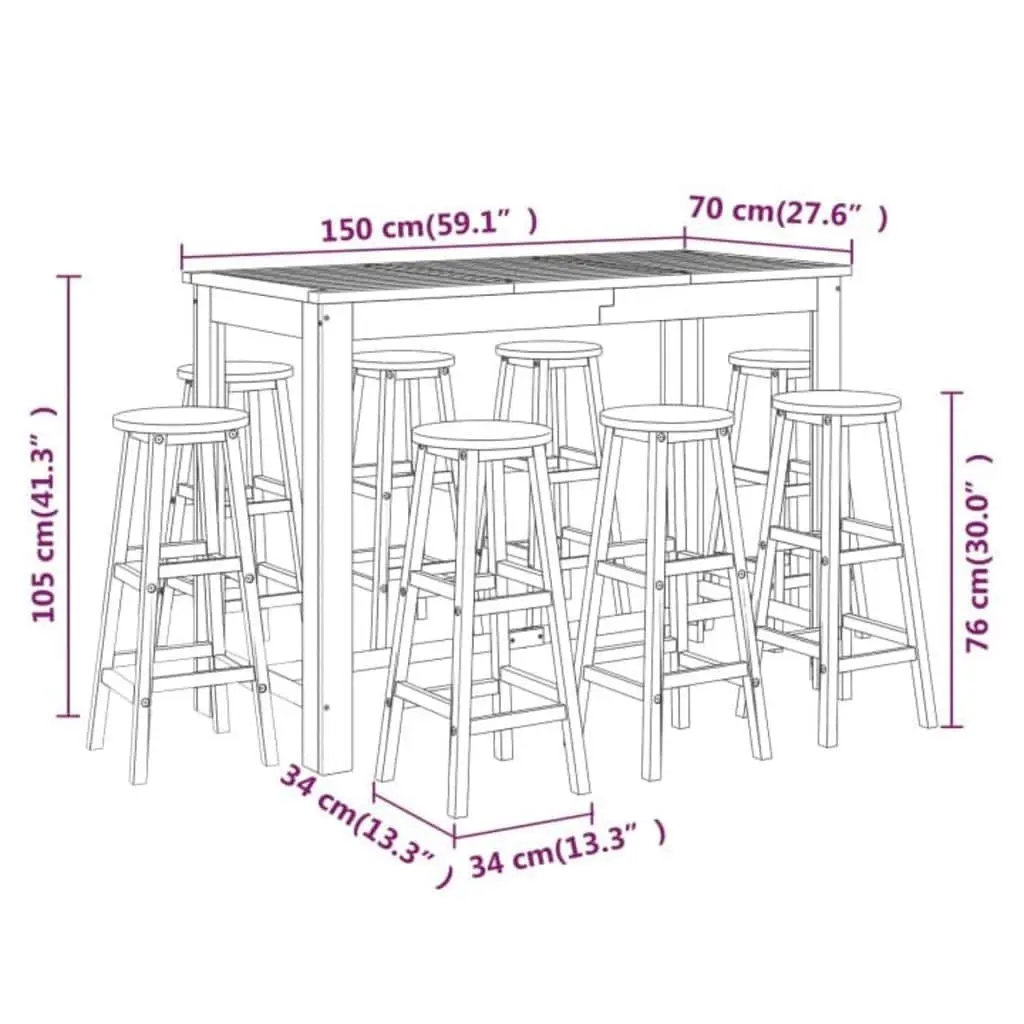 9 Piece Outdoor Bar Set with Stools