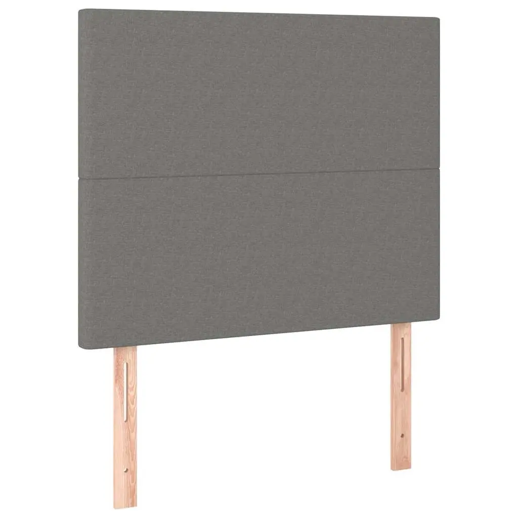 Headboard Dark Grey Fabric Bed Head With Wooden Legs Adjustable Height Support