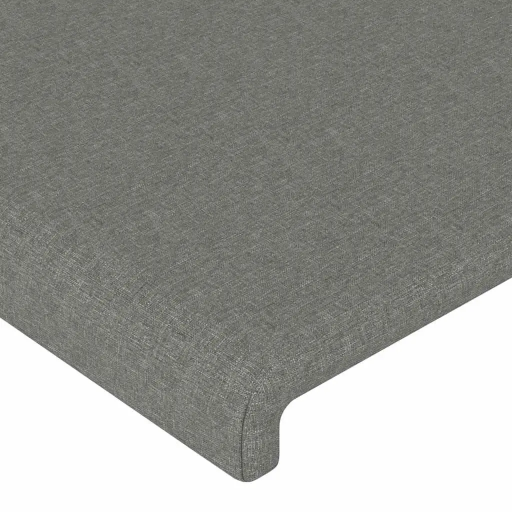Headboard Dark Grey Fabric Bed Head With Wooden Legs Adjustable Height Support