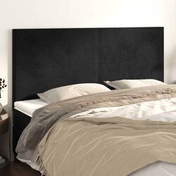 Black Velvet Headboard Bed 200cm Adjustable Height Wooden Legs Support