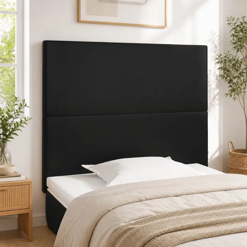 Black Headboard 80x5x118/128 cm for Bed