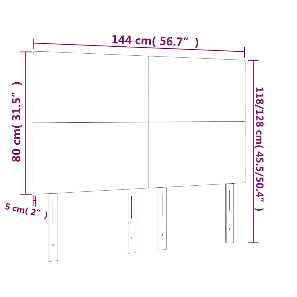 Headboard Black 144x5x118128 cm Faux Leather Adjustable Height Sturdy Wooden Legs