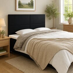 Cozy Black Faux Leather Adjustable Headboard for Beds