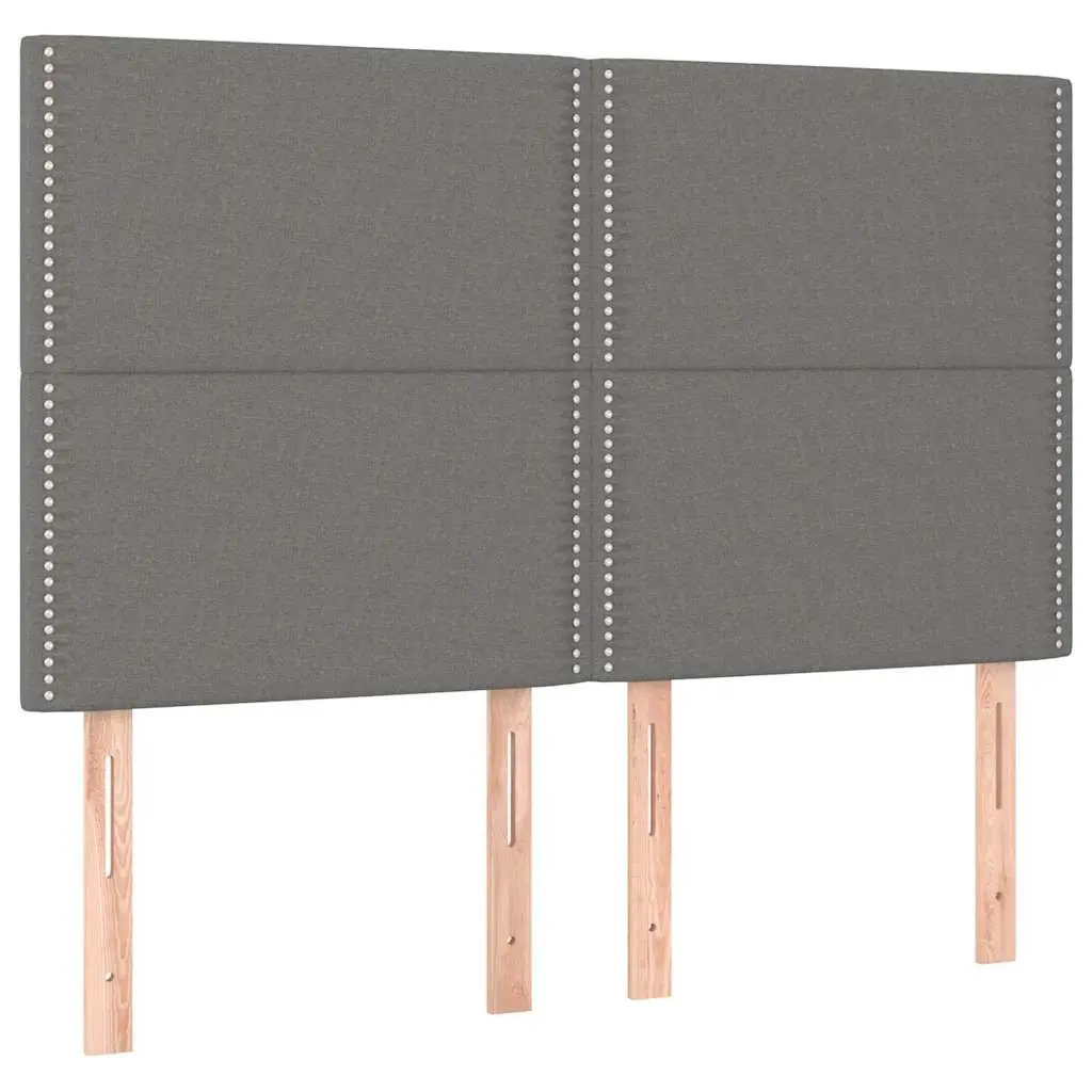 Upholstered Headboard Dark Grey Fabric Adjustable Height Wooden Legs