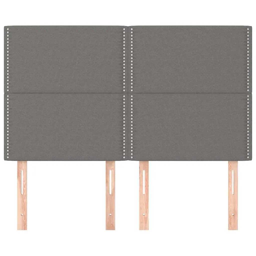 Upholstered Headboard Dark Grey Fabric Adjustable Height Wooden Legs