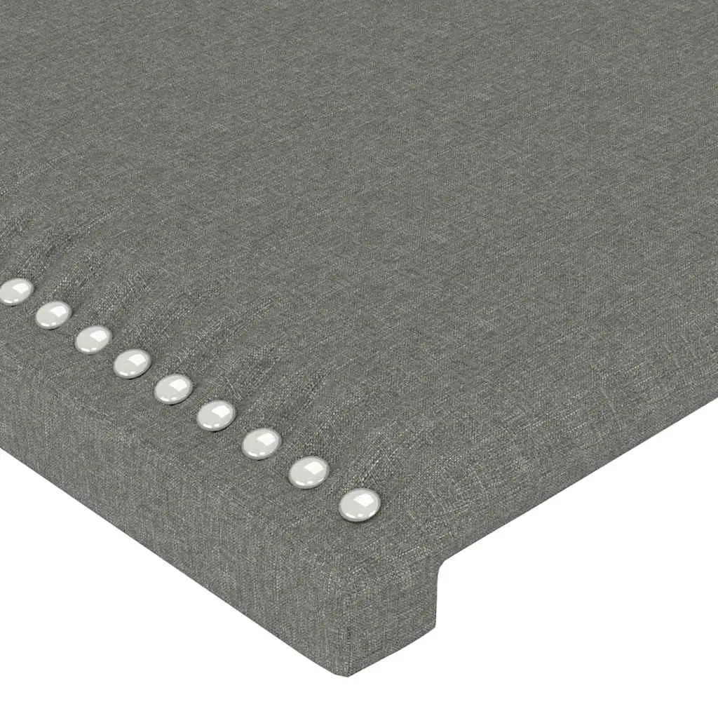 Upholstered Headboard Dark Grey Fabric Adjustable Height Wooden Legs