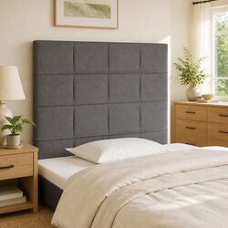 Concise Dark Grey Fabric Headboard with Supportive Design