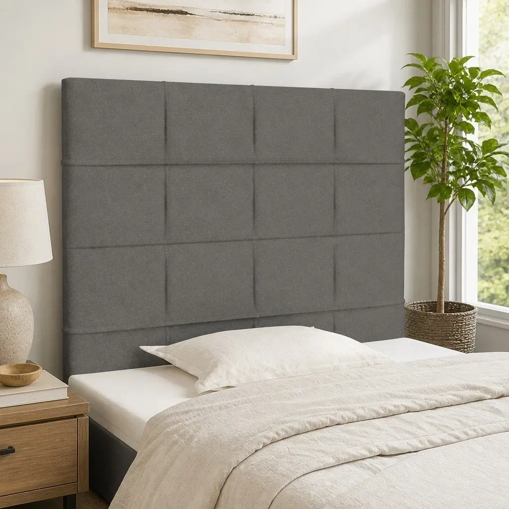 Headboard Dark Grey 100x5x118/128 cm Fabric Bedroom Bed Head Support Adjustable