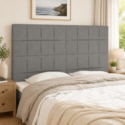 Headboard Dark Grey Fabric Bedroom Bed Head with Wooden Legs Adjustable Height