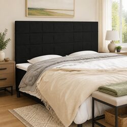 Compact Black Headboard 160x5x118/128 cm with Solid Build