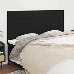 Fabric Headboard Black 200x5x118/128 cm Adjustable Height Bed