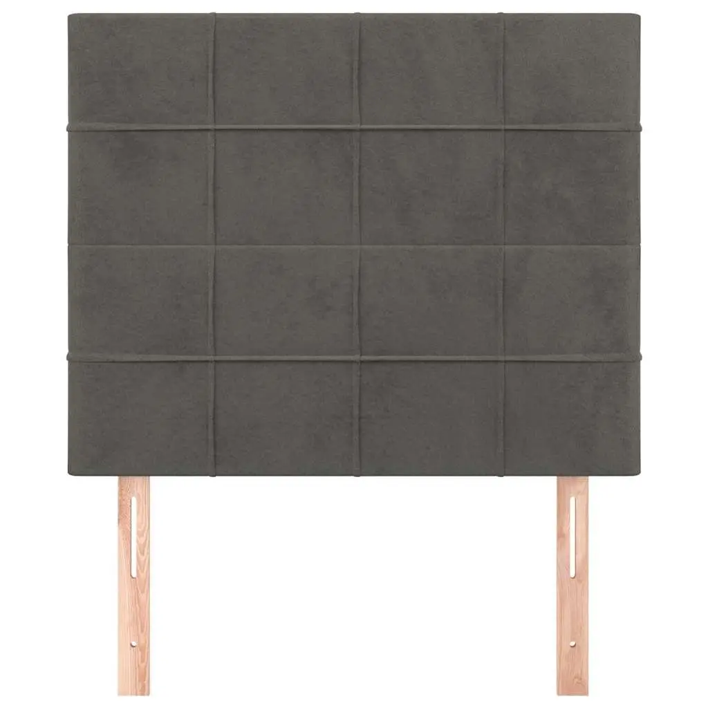 Velvet Headboard Dark Grey with Wooden Legs Adjustable Height for Bedroom
