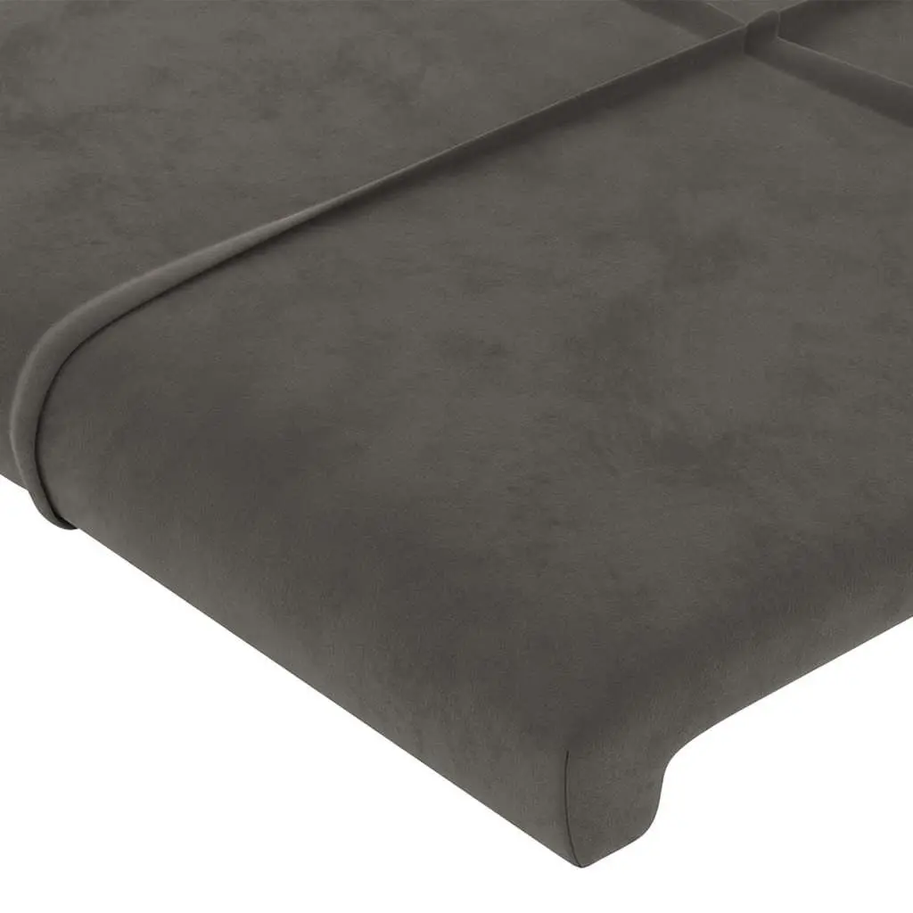 Velvet Headboard Dark Grey with Wooden Legs Adjustable Height for Bedroom