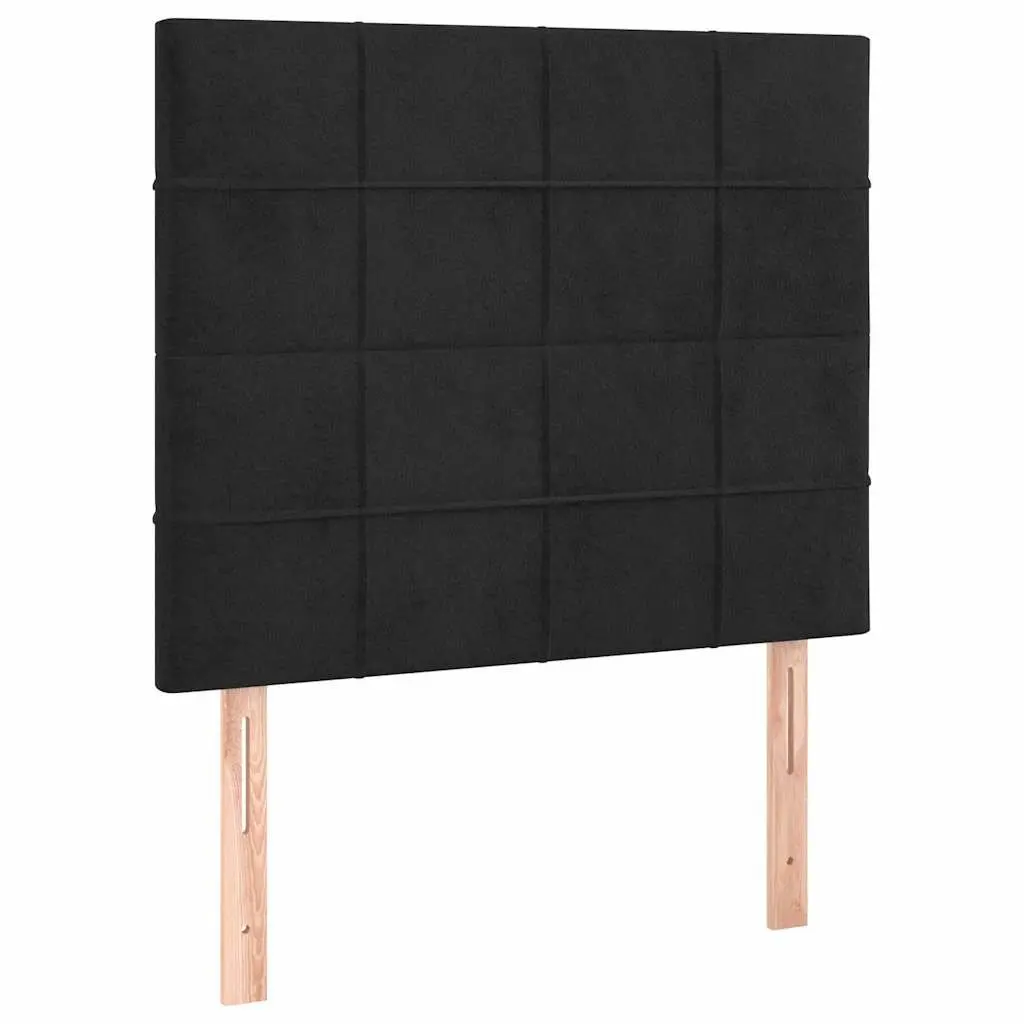 Velvet Headboard Black Adjustable Height Bedroom Bed Head Support Wooden Legs