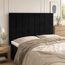 Velvet Headboard Black Adjustable Height Bedroom Bed Frame Support Backrest
