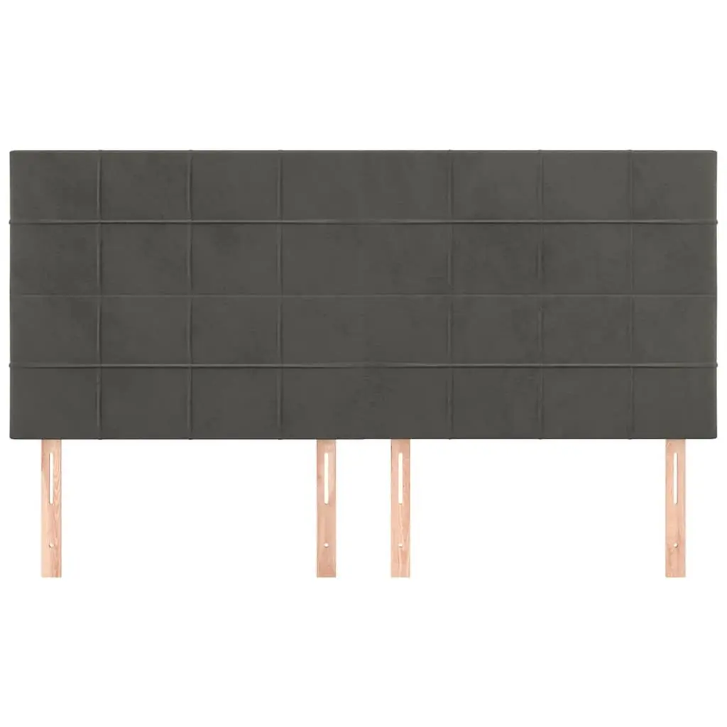 Adjustable Height Headboard Dark Grey Velvet 160cm Wooden Legs Bedroom Furniture