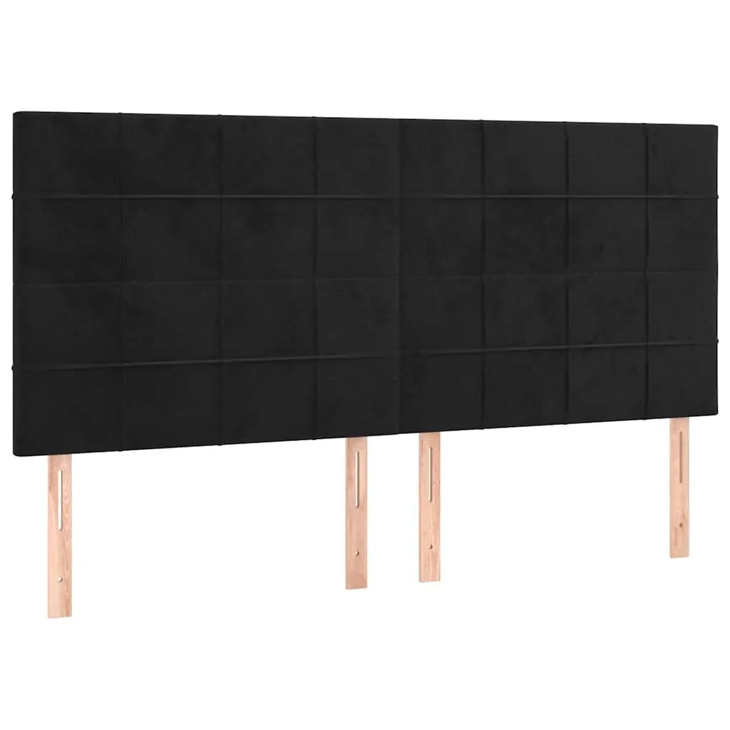 Headboard Black 160cm Velvet Upholstered Adjustable Height Bedroom Furniture