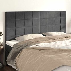 Concise Dark Grey Velvet Headboard with Great Features