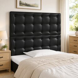 Black Faux Leather Headboard – Adjustable Height, Easy Care
